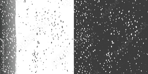 A stark contrast of dark and light speckled patterns across the frame