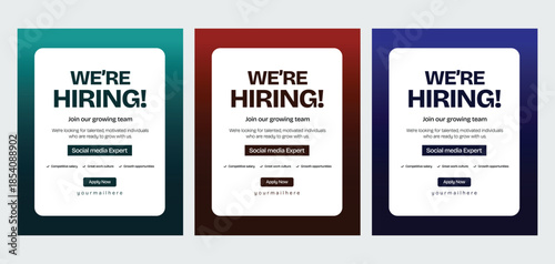 We are Hiring Social Media Job Vacancy Poster Template, Hiring Ad Template, Social media banner