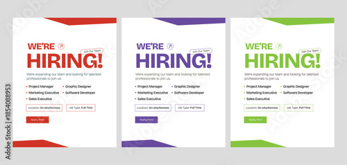 We are Hiring Job Vacancy Recruitment Flyer Poster Template, Hiring social media post