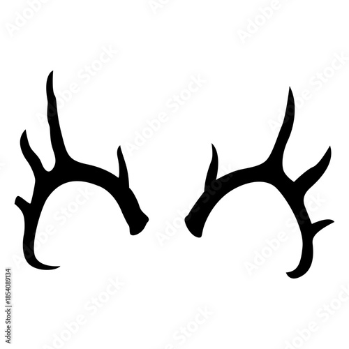 Curve whitetail deer antler silhouette