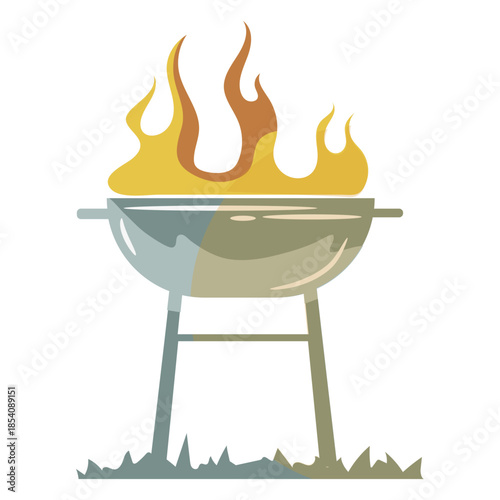 Flame grill yellow gray flat symbol