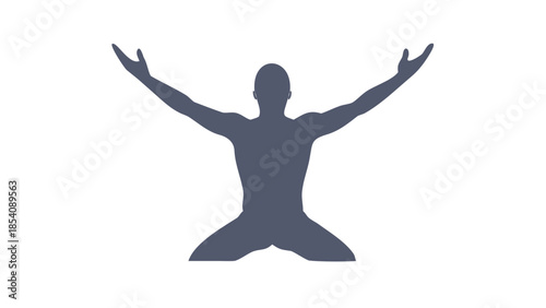 Minimal silhouette of a person slowly raising arms, circulation and mindful movement wellness concept.
