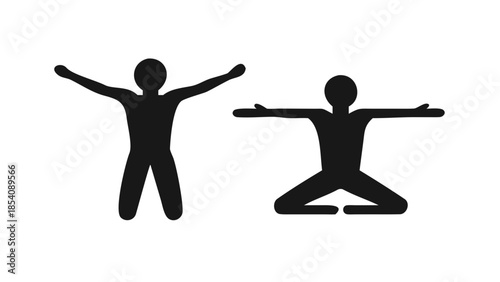 Minimal silhouette of a person slowly raising arms, circulation and mindful movement wellness concept.
