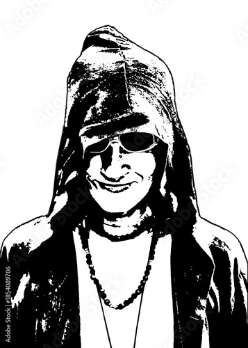 Isolated graphic of woman with hooded sportswear
