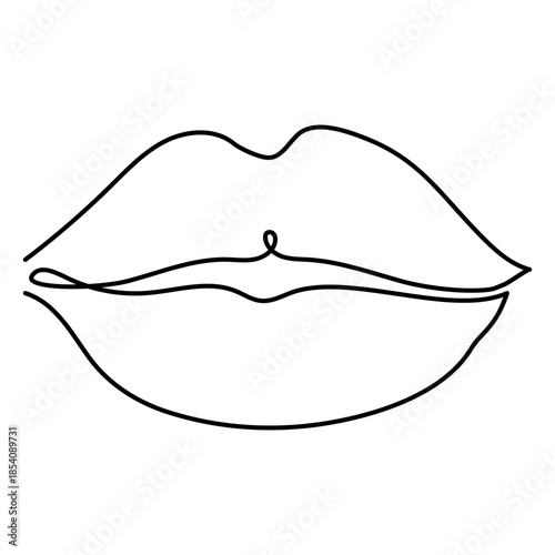 Wide lips human line drawing