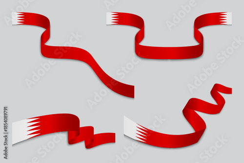 Bahrain National Identity Ribbon Banner Isolated on grey