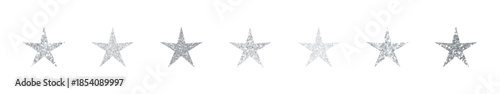 Silver glitter star set isolated on transparent background, luxury festive decorative elements