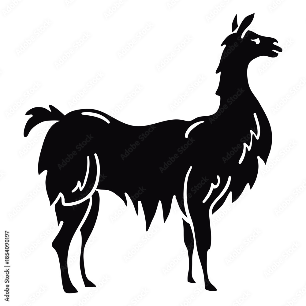 Fototapeta premium Llama animal profile black
