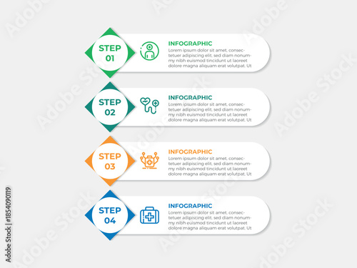 vector illustration infographic design template with 4 steps. Template for process, presentations, layout, banner, brochure.