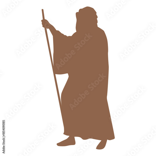 Man profile cane silhouette
