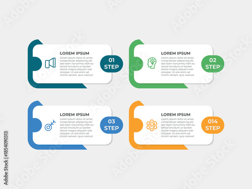 vector illustration infographic design template with 4 steps. Template for process, presentations, layout, banner, brochure.