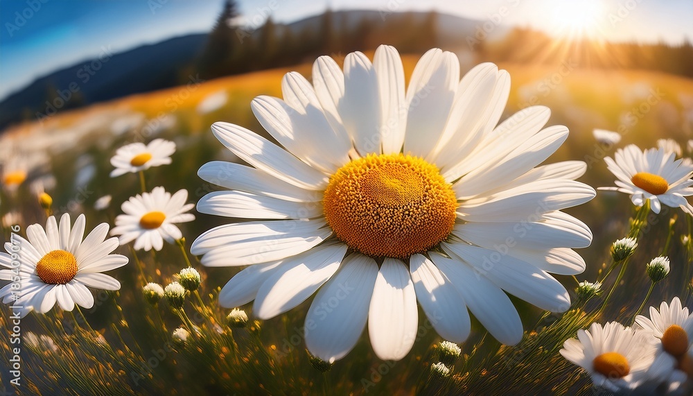 Fototapeta premium Captivating White Daisy Blooming In Nature Floral Photography Vibrant Environment Close Up Perspective Daisies And Gigapixel