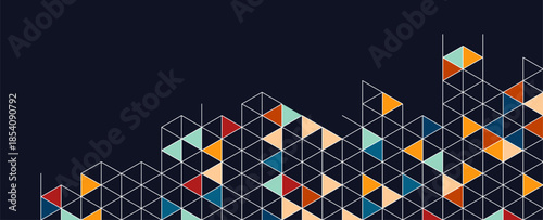 Abstract geometric background with isometric. Digital cube isometric on blue background.