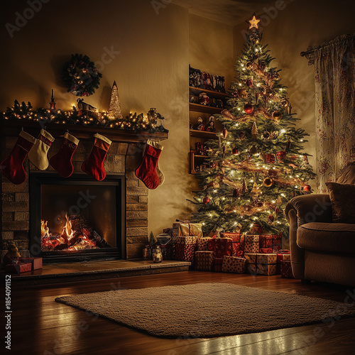 A Warm and Timeless European Christmas at Cozy Home with Soft Sofa and Christmas Decorations