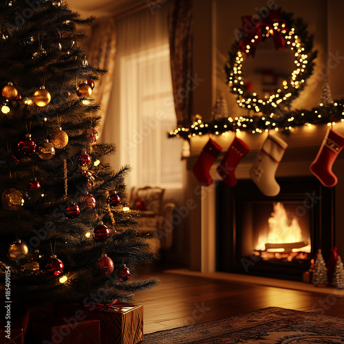 A Warm and Timeless European Christmas at Cozy Home with Soft Sofa and Christmas Decorations