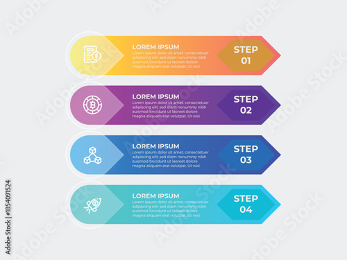 vector illustration infographic design template with 4 steps. Template for process, presentations, layout, banner, brochure.