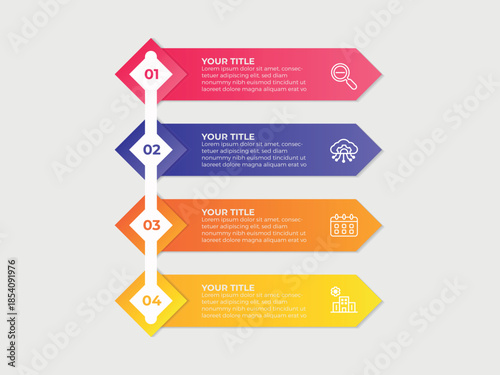 vector illustration infographic design template with 4 steps. Template for process, presentations, layout, banner, brochure.