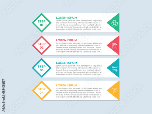 vector illustration infographic design template with 4 steps. Template for process, presentations, layout, banner, brochure.