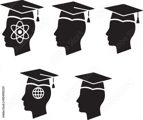 graduation silhouette illustration on white background 