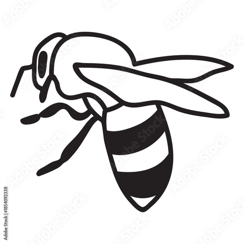 Simple filled stroke back honey bee