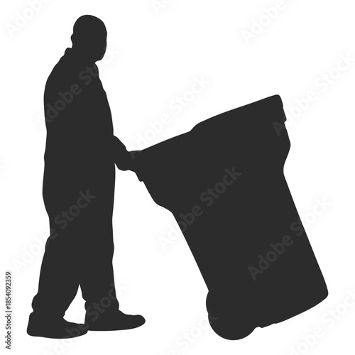 Man with garbage container silhouette