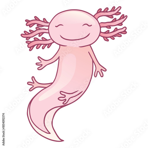 Cute smiling axolotl cartoon