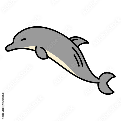 Cute flat sideways dolphin