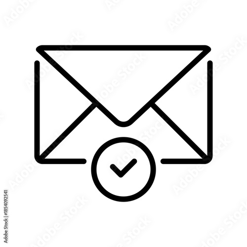 Verified Email Line Icon, Outline Symbol for Address Confirmed, Inbox Safety, Newsletter Subscription, Message Received, and Valid Contact. Vector Sign Icon.