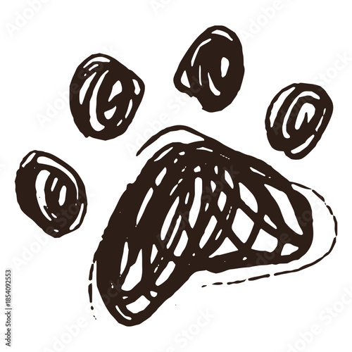 Dog paw hand drawn