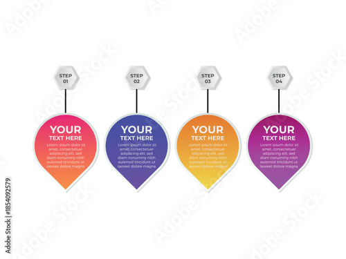 vector illustration infographic design template with 4 steps. Template for process, presentations, layout, banner, brochure.