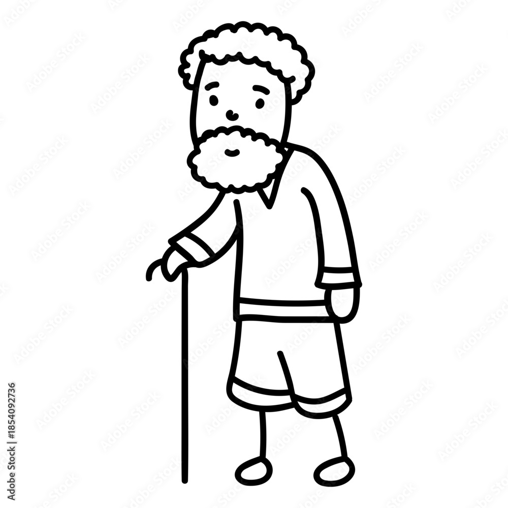 Obraz premium Standing doodle old man