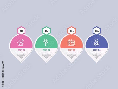 vector illustration infographic design template with 4 steps. Template for process, presentations, layout, banner, brochure.