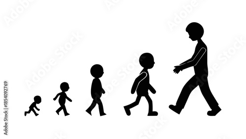 Silhouette of a child walking peacefully, active growth and wellness lifestyle concept.
