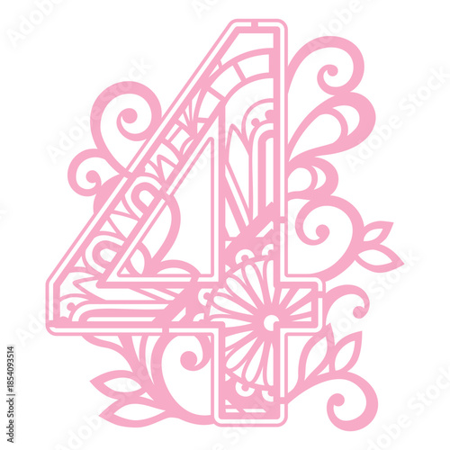 Pretty number 4 mandala design