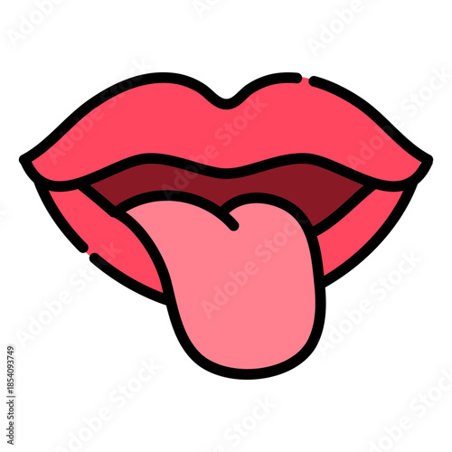 Mouth tongue out color stroke
