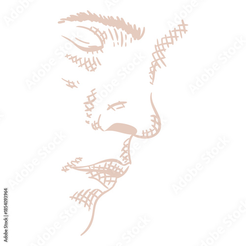 Face looking down hand drawn element