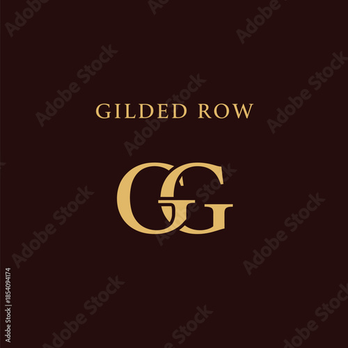 Elegant minimalist logo design featuring Gilded Row text and GG monogram vector illustration 