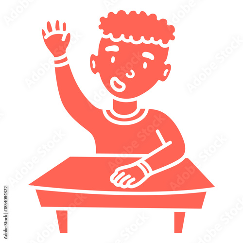 Boy student raising hand
