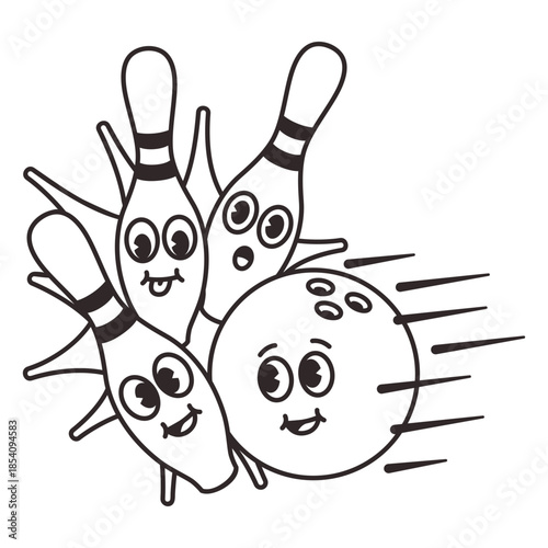 Hit filled stroke bowling cartoon