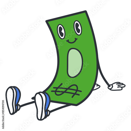 Dollar bill retro cartoon color