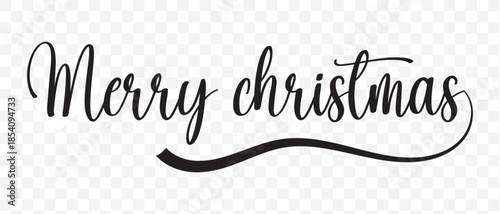 Elegant merry christmas calligraphy phrase with detailed swirls and flourishes on white background