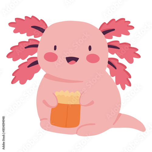 Cute baby axolotl amphibian character