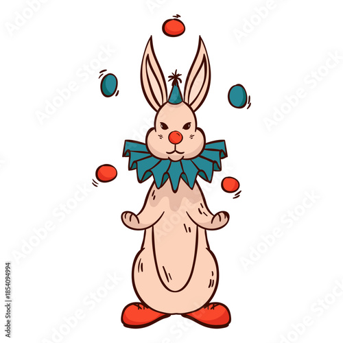 Circus clown rabbit juggling