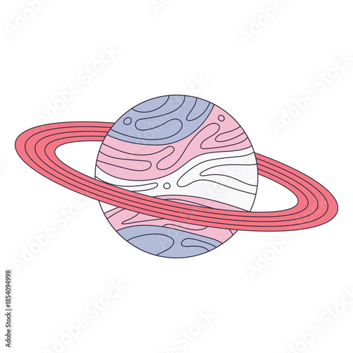 Saturn planet in pastel colors