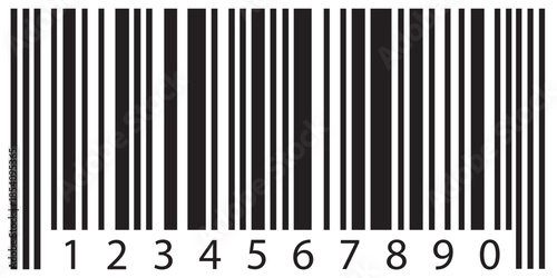 Simple barcode vector icon with numbers for product identification and scanning.