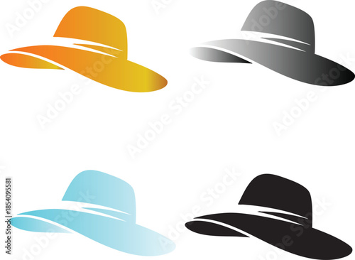 Stylish Hat Silhouette Icons Illustration, Minimal Fashion Headwear Design