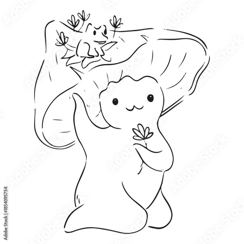 Mushroom and frog character