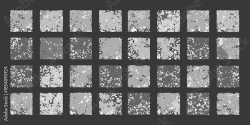 A grid of thirty six distressed grayscale textures resembling aged surfaces