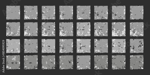 A grid of abstract distressed gray square textures filling the entire frame