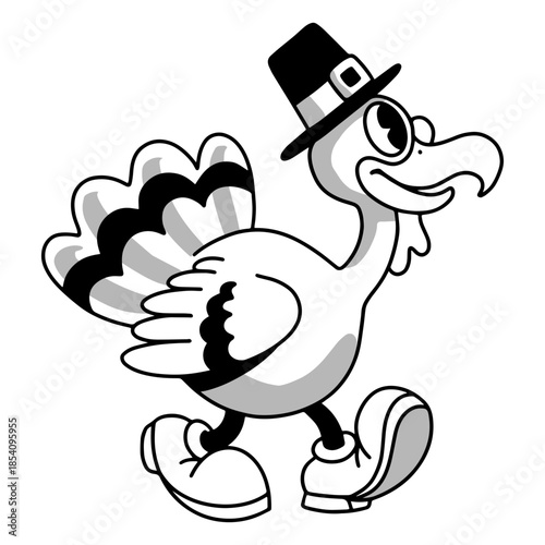 Thanksgiving turkey dressed in fancy hat and shoes